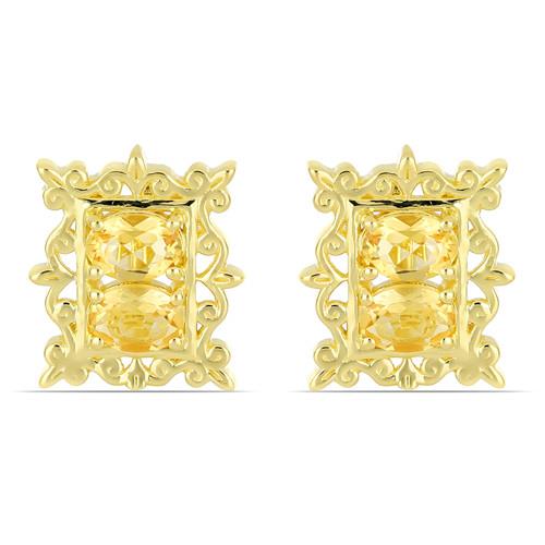 3.64 CT CITRINE GOLD PLATED STERLING SILVER EARRINGS #VE032993